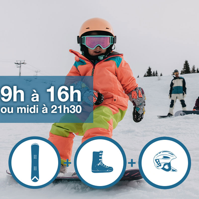 Ensemble de planche à neige- 5 ans et moins 9h à 16h ou midi à 21h30